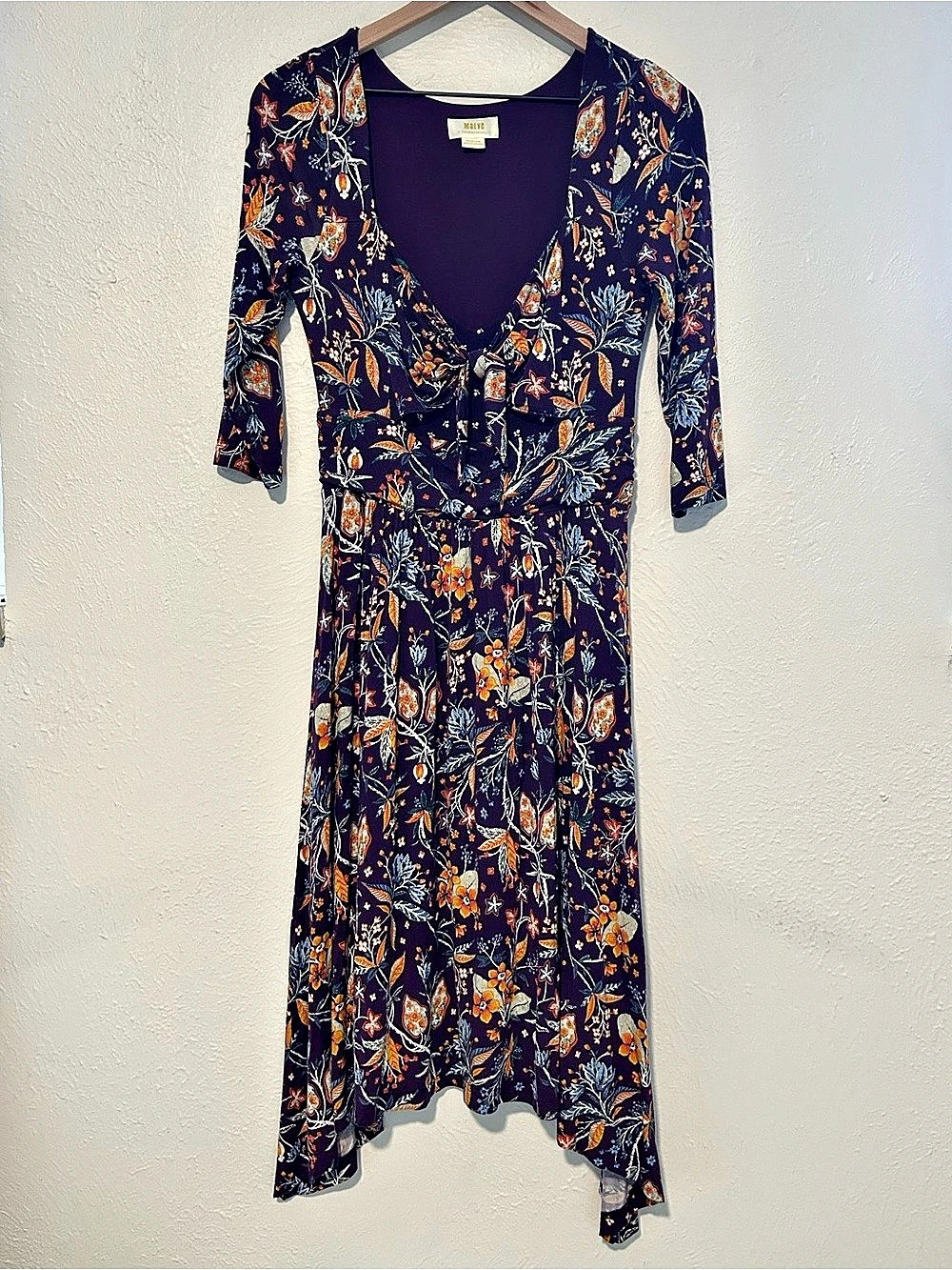 Maeve by Anthropologie Beloved Floral  Asymmetrical Dress M Romantic Fairy Boho